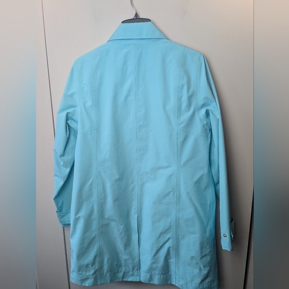 LILLY PULITZER Women Raincoat Style Trench Coat Blue Color With Pockets Size M - Picture 8 of 11